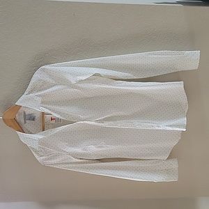 H&M white button down shirt with black dots.